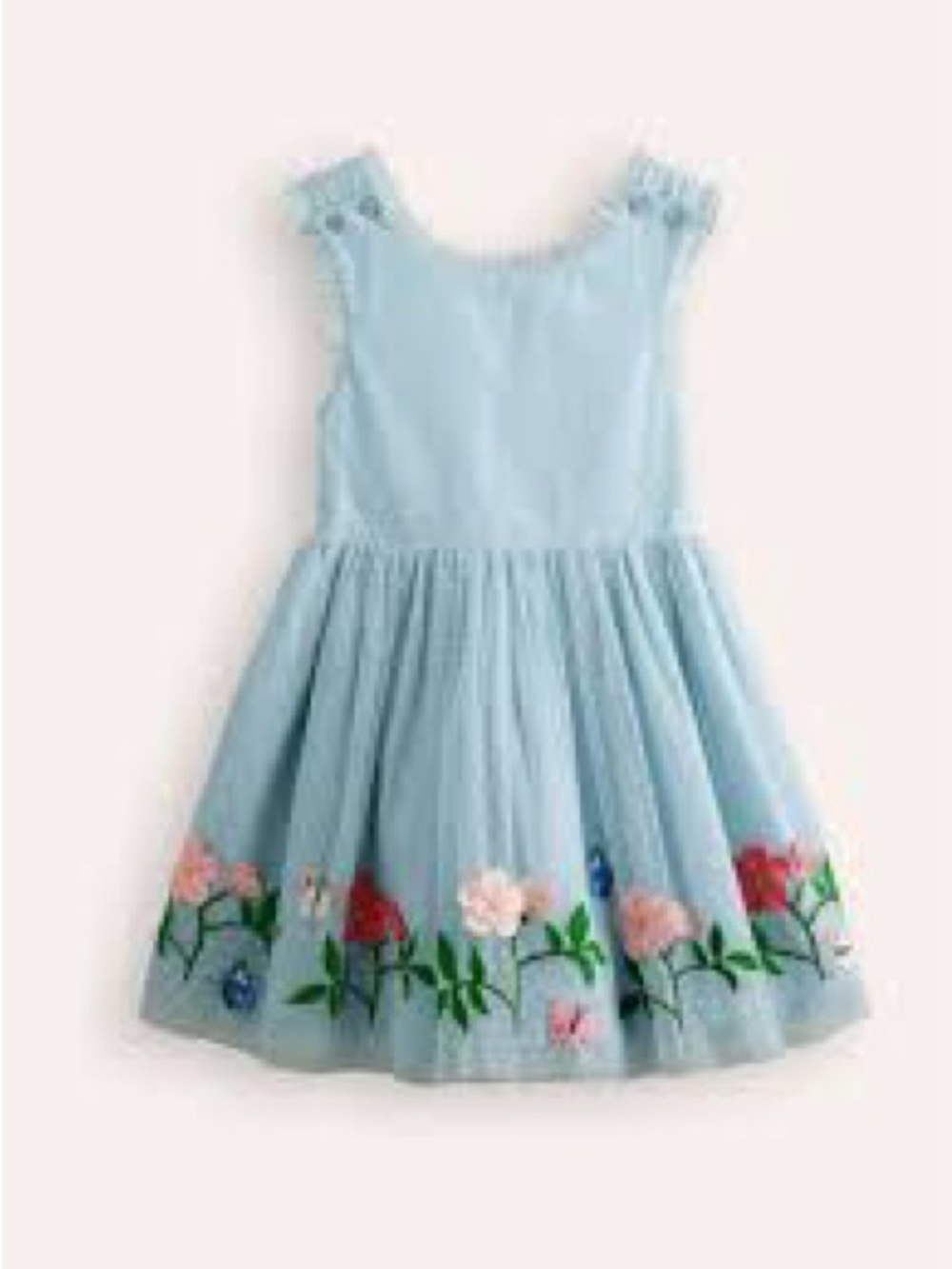 Mini boden  Blue Tulle Cross Back Flower Dress new - Picture 2 of 3